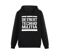 XIASHUN Detroit Techno Militia Vinyl 909 Underground Resistance Hoody Unisex Long Sleeve Hooded with Pocket Black S