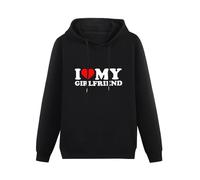 XIASHUN I Love My Girlfriend I Heart My Girlfriend Hoody Unisex Long Sleeve Hooded with Pocket Black S