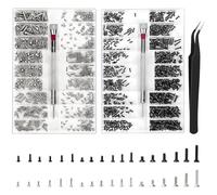 XIATIAN 1000 Pièces Kit de Vis de Réparation Minuscule Micro, M1.2 M1.4 M2 Micro Vis de Réparation avec Tournevis et Pincettes, Mini Viss pour Montres, Lunettes de Soleil, Monocles (M＋O)