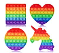 XIATIAN 4 Pièces Push and Pop Bubble Sensory Fidget Toy, Pop It Fidget Toys, Jouets Sensoriels à Presser en Silicone, Popit Jeux pour Soulager l'anxiété et Le Stress, Enfant et Adulte
