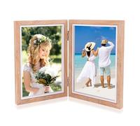 XIATIAN Cadre Photo Double 10x15 cm, Cadres Photo Doubles Pliables, Cadre Photos Couleur du Bois 2 Photos, Cadres en Bois Collage Pliable pour Famille, Amis, Décoration Intérieure, Cadres DIY, Mariage