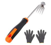 XIATIAN Desherbeur Manuel, Outils Jardinage Désherbeurs Manuels Outils, Arrache Mauvaise Herbe avec Gants, Inoxydable Extracteur de Mauvaises Herbes, pour jardin (4 Dents)