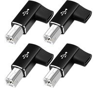 Xiatiaosann 4 pièces Adaptateur USB B vers USB C 90 degrés, convertisseur USB C femelle vers MIDI mâle à angle droit, pour imprimantes, MIDI, pianos électriques, synthétiseurs, batteries électroniques