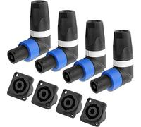Xiatiaosann 8 pièces pour connecteur Speakon à angle droit pour Neutrik haut-parleur câble audio 4 pôles série NL4 NL2, prise haut-parleur 90 degrés mâle femelle prise de montage sur panneau l'audio