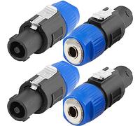 Xiatiaosann Adaptateur Haut-parleur vers 1/4 NL4FC, 4 pôles connecteur pour Speakon mâle vers 1/4" TS femelle Prise audio pour Neutrik pour Speakon NA4LJ NA4LJX, 4 PCS