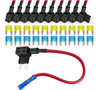 Xiatiaosann Adaptateur prise fusible d'ajout circuit voiture 12V, 10 pièces Mini porte-fusible ATM APM avec fusible 15A, base de 1 à 2 fusibles