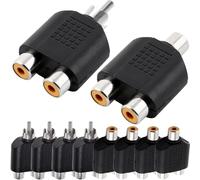 Xiatiaosann Adaptateur répartiteur RCA en Y, connecteur RCA 1 mâle vers 2 femelles, répartiteur vidéo AV en Y et connecteur RCA 1 femelle vers 2 femelles, répartiteur vidéo AV en Y (lot de 10)