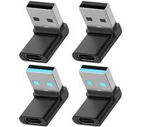 Xiatiaosann Adaptateur USB A vers USB C à angle droit, convertisseur USB A mâle vers USB C femelle à 90 degrés (angle haut et bas, paquet de 4)
