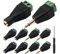 Xiatiaosann Borne à vis 3,5 mm plaquée or, 1/8" TS mono mâle vers borne à vis 2 broches avec borne à vis 1/8" TS mono femelle vers 2 broches, convertisseur Balun sans soudure avec tournevis