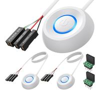 Xiatiaosann Bouton d'alimentation PC, interrupteur marche/arrêt pour boîtier d'ordinateur, bouton poussoir avec câble d'extension de 2 m, avec répartiteur 1 vers 2 (2 pièces)