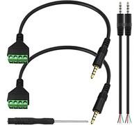 Xiatiaosann Câble Borne à Vis 3,5mm 1/8 Pouce Stéréo Audio TRRS Mâle Jack à 4 Broches Pôles Bornier écouteur Balun Connecteur Câble, pour Fils Audio avec Fonction Microphone, 2 Pièces