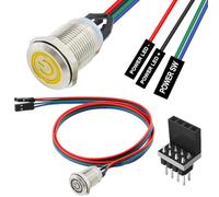 Xiatiaosann Câble de bouton métallique hôte de commutateur de châssis de 12 mm, boîtier PC, bouton d'alimentation LED, cordon d'alimentation ATX, avec 1 à 2 répartiteurs (jaune)