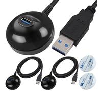 Xiatiaosann Câble d'extension USB 3.0 avec socle, câble de transfert de données USB-A mâle vers femelle 5 Gbps, rallonge USB avec support de station d'accueil (lot de 2, 150 cm/4,9 pieds)
