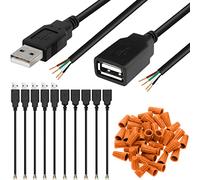 Xiatiaosann Câble USB, USB 2.0 Type A Femelle Mâle vers 4 Broches DIY Cordon de Charge de Données de Fil Ouvert, Remplacer DIP USB pour Arduino, Alimentation USB DIY, 5 Paires