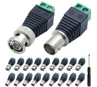 Xiatiaosann Connecteur Balun male BNC et connecteur Balun femelle BNC, connecteur coaxial Cat5 vers BNC, avec tournevis (lot de 20)