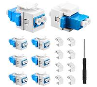 Xiatiaosann Coupleur LC vers LC F/F Keystone Jack, adaptateur fibre optique LC UPC monomode et multimode, avec inserts vierges Keystone Jack, tournevis (17 pièces)