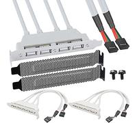 Xiatiaosann Equerre USB 4 ports - Adaptateur de Slot 4 ports USB 2.0 A Femelle, carte mère 9 broches USB2.0 vers Type A câble d'extension, 25cm, 2 Pièces