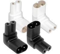 Xiatiaosann IEC C8 vers C7 2 broches à angle droit 90 degrés vers le bas mâle femelle adaptateur d'alimentation pour TV, AC 250V 2.5A IEC320 connecteur pour imprimante, 4 pièces