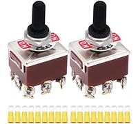 Xiatiaosann Interrupteur à bascule robuste 3 positions 3PDT 9 bornes ON/OFF/ON 15 A 250 V 10 A 380 V, 2 interrupteurs à bascule avec bouton en métal capuchon étanche TEN-303