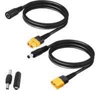 Xiatiaosann Lot 2 câbles charge DC5,5 x 2,5 mm vers XT60 Connecteur femelle Bullet XT60 vers câble adaptateur jack femelle mâle DC5525 pour fer à souder TS100, alimentation du moniteur FPV (1m 15A)