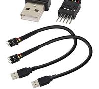 Xiatiaosann Lot de 2 connecteurs mâles 9 Broches USB IDC pour Carte mère vers Un Seul câble USB 2.0 Type A mâle Adaptateur convertisseur câble 7,8 Pouces (20 cm)