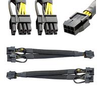 Xiatiaosann Lot de 2 GPU VGA PCI-e 6 broches femelle vers double 8 (6 + 2) broches mâle carte vidéo graphique PCI Express adaptateur secteur Y-splitter extension câble tressé 9 pouces (23 cm)
