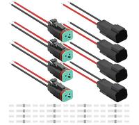 Xiatiaosann Lot de 4 connecteurs de fil électrique série DT étanches pour Deutsch 2 broches 16 AWG mâle et femelle pour voiture/camion/bateau Barre lumineuse LED avec gaine thermorétractable
