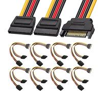 Xiatiaosann Lot de 8 câbles répartiteurs d'alimentation SATA, 15 broches SATA mâle vers double adaptateur 15 broches SATA femelle Y répartiteur d'alimentation pour disque dur HDD SSD 20 cm 7,9 pouces