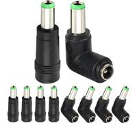 Xiatiaosann Prise DC femelle 5,5x2,1mm vers mâle 6,3x3,0mm & Prise DC à angle droit 90 degrés 5,5x2,1mm vers mâle 6,3x3,0mm (Pack de 10)