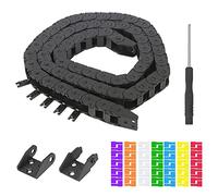 Xiatiaosann R28 Drag Chain Cable, 10mm x 30mm(Inn H x W) Chaîne porte-fil en plastique noir 1M de longueur pour imprimante 3D, etc. Avec 1 paire de connecteurs, tournevis, autocollants (lot de 74)