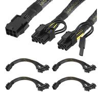 Xiatiaosann Répartiteur GPU VGA 6 broches PCIE vers 2X 8 broches (6 + 2) câble d'alimentation 18AWG PCI Express carte vidéo graphique, 6 broches femelle vers 2X 8 broches mâle adaptateur, 4 pièces