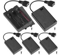 Xiatiaosann Support de 3 piles AA, prise USB femelle, support de boîtier de 3 piles AA avec couvercle et interrupteur marche/arrêt (paquet de 5)