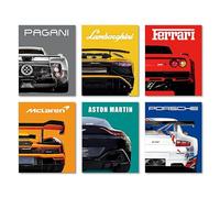 XIAXIAJIA Poster de voiture, toile murale, Ferrari Lamborghini, McLaren Pagani, grotte pour chambre de garçon, décoration esthétique, voiture de sport moderne, supercar classique