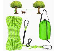 XiaZ Câble d'attache pour chien, système de chariot portable de 30,5 m pour chiens jusqu'à 136 kg, laisse pour chien, cour, camping, parcs, événements en plein air, installation en 5 minutes, vert