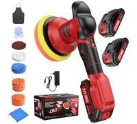 XIAZIR Polisseuse sans fil Buffer - Polisseuse de voiture de 6 pouces avec 2 pièces 21 V 2000 mAh batterie au lithium et 19 pièces de fixations, polisseuse de tampon de voiture 3 vitesses variables