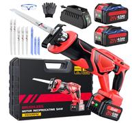 XIAZIR Scie alternative, moteur sans balais amélioré 3500 SPM à faible bruit, haute performance, 2 batteries 21 V 4,0 Ah en veille prolongée, 8 lames polyvalentes en alliage d'acier qui coupent