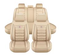 XIBANY Housses de Siège Auto pour Jeep Renegade Desert Hawk(BU)/Frostbite(BU)/Latitude(BU), Ensemble Complet 5 Places, Cuir PU Imperméable, Protection de Siège Respirant Anti-Rayures,E Beige