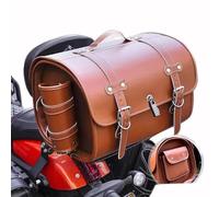 XIBANY Sacoche Moto pour Monkey 125 Monkey125, Sacoche de Selle Moto Arrière Vintage en Cuir, Top Case de Moto Étanche, Ranger Casque et Bagages, Coffre de Moto Voyage,A Brown