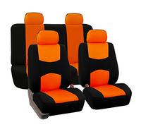 XIBANY Voiture Ensembles de Housses Siège pour Dacia Solenza/Spring Electric/Spring Electric 2000-2023, Auto Sieges Housse de Protection Avant Arrière Confortables Couvre Sieges Voiture,A Orange