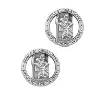 Xibao Médaille De Christophe pour Visière De Voiture,Christopher Médaille pour Voiture,Saint Christopher Visor Clip Catholique Visor,Convient à Toutes Les Limousines,Voitures,Camions,Campeurs