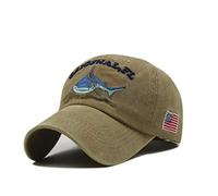 XibeiTrade USA Drapeau américain Casquette de Baseball Requin brodé Polo Style lavé Coton Chapeau pour Hommes Femmes