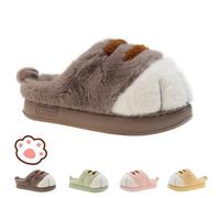 XIBHDN Cat Paw Slippers,Cute Funny 3d Cat Paw Cartoon Slippe,Cat Paw Slippers for Women (Khaki, Adulte, Femme, 36, Numérique (intervalle), Système Taille Chaussures EU, 37, Moyen)