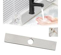 XIBHDN Instant Drying Stone, Stone Faucet Mat for Kitchen Sink, Drying Stone for Kitchen Sink, Prevents Moisture Buildup, Stone Drying Trays Sink for Countertop Kitchen Bathroom (White, 40 * 10cm)