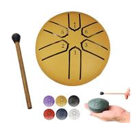 XIBHDN Rain Drum for Outside Garden, Mini Handpan Drum, Steel Tongue Drum Rain Chime Waterproof, Rain Chimes 3 Inch-6 NoteSuitable for Children (Gold)