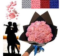 XiChiu Bouquet de roses artificielles à paillettes, bouquet de roses artificielles à paillettes, bouquet de roses artificielles brillantes, cadeau d'amour, bouquet de bricolage cadeau de