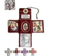 XiChiu Kit de prière de voyage catholique fabriqué à la main avec croix, couvre-lit pliable chrétien, compagnon de prière compact avec écriture quotidienne (rouge)