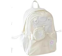 XiChiu Sac à dos avec cordon de serrage, motif étoile crème, sac à bandoulière double avec petite pochette amovible, cartable de grande capacité, design tendance, beige, M
