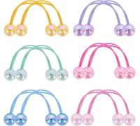 Xiciki 12Pcs Elastique Cheveux Fille-Servent des Balles Bandeaux Colorés à Double Boule Élastiques Boule de Cheveux Douce Fille Cercle Perles Colorées Bandeaux Élastiques