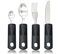 Xiciki 4 Pièces Cuillère Couvert Parkinson Easy Grip Set Couverts de Table Aides Couvert avec Prise en Main Large et Antidérapante pour les Personnes âgées, Handicapées, Parkinson