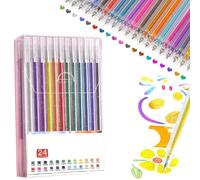 Xiciki Lot de 24 stylos gel pailletés de 1 mm pour le coloriage, stylos à paillettes pour adultes et enfants, parfaits pour les livres de coloriage, le dessin, les travaux manuels, le scrapbooking, le